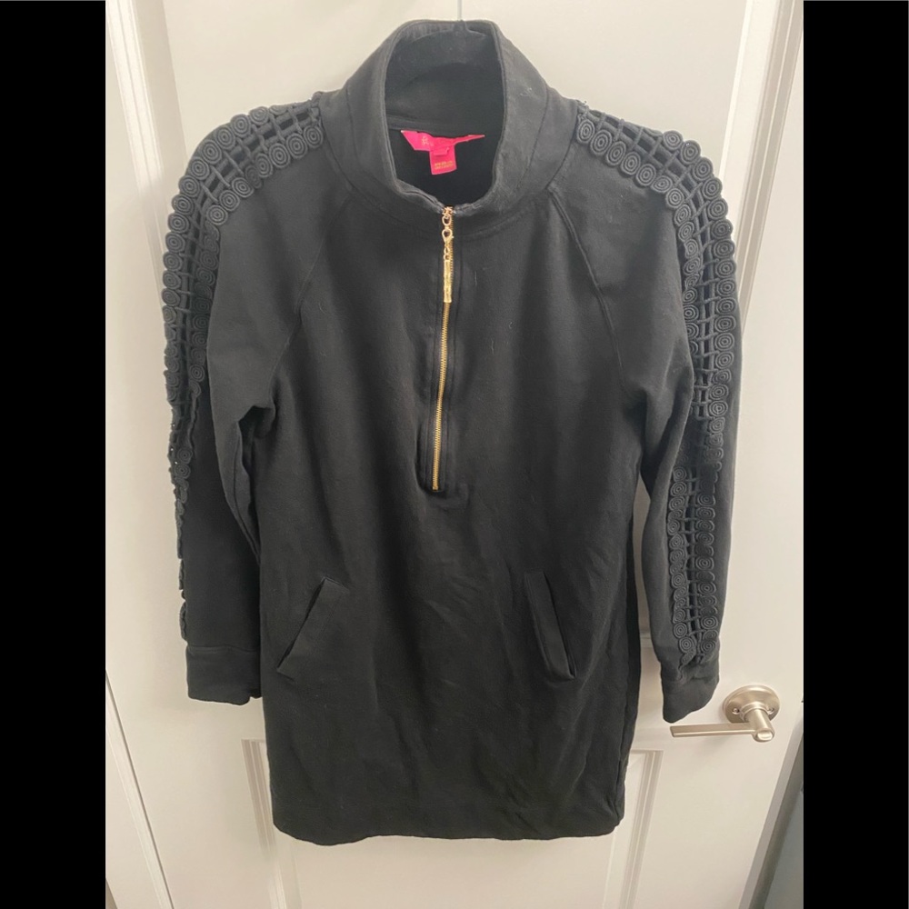 Lilly Pulitzer Black Half-Zip Dress with Gold Zip